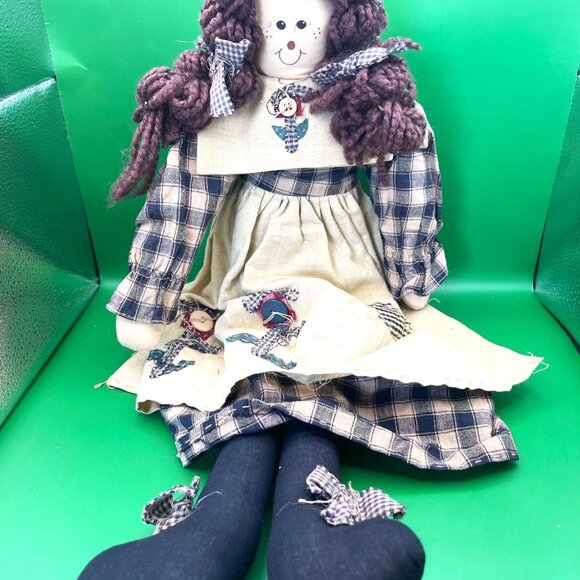 Vintage Handmade Cloth Doll Fabric Ragdoll Primitive Folk Art OOAK Country Décor - Picture 1 of 13